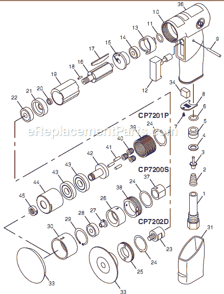 Page A Diagram and Parts List for CP7200S 8941172001 Chicago Pneumatic Sander